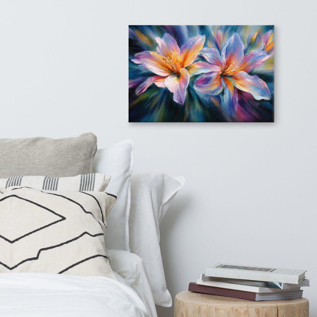 Vibrant Lily Canvas Painting Printable | Floral Wall Art