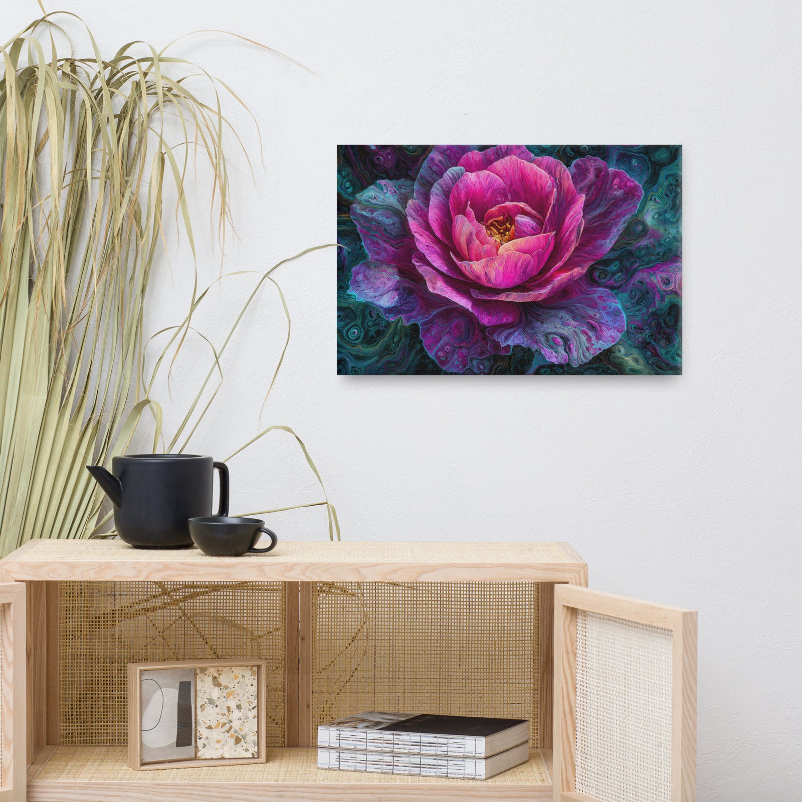 Pink Rose Floral Wall Art Printable | Moody Psychedelic Floral Print - Image 8