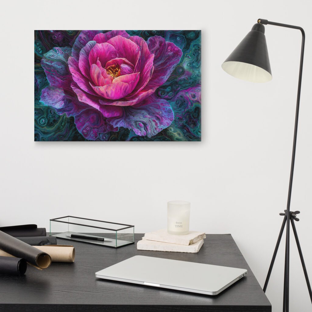 Pink Rose Floral Wall Art Printable | Moody Psychedelic Floral Print