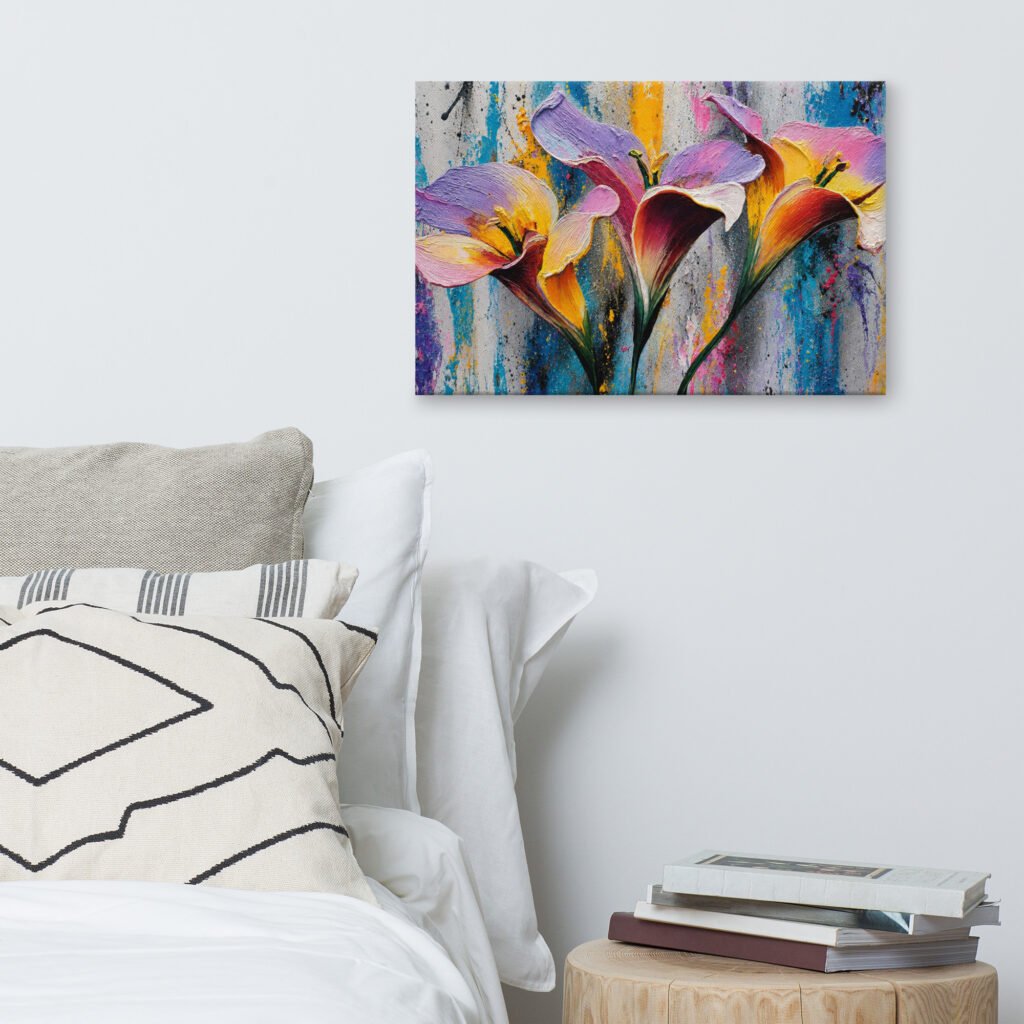 Textured Colorful Calla Lily Wall Art Printable | Impasto Floral Painting
