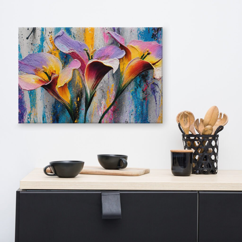 Textured Colorful Calla Lily Wall Art Printable | Impasto Floral Painting