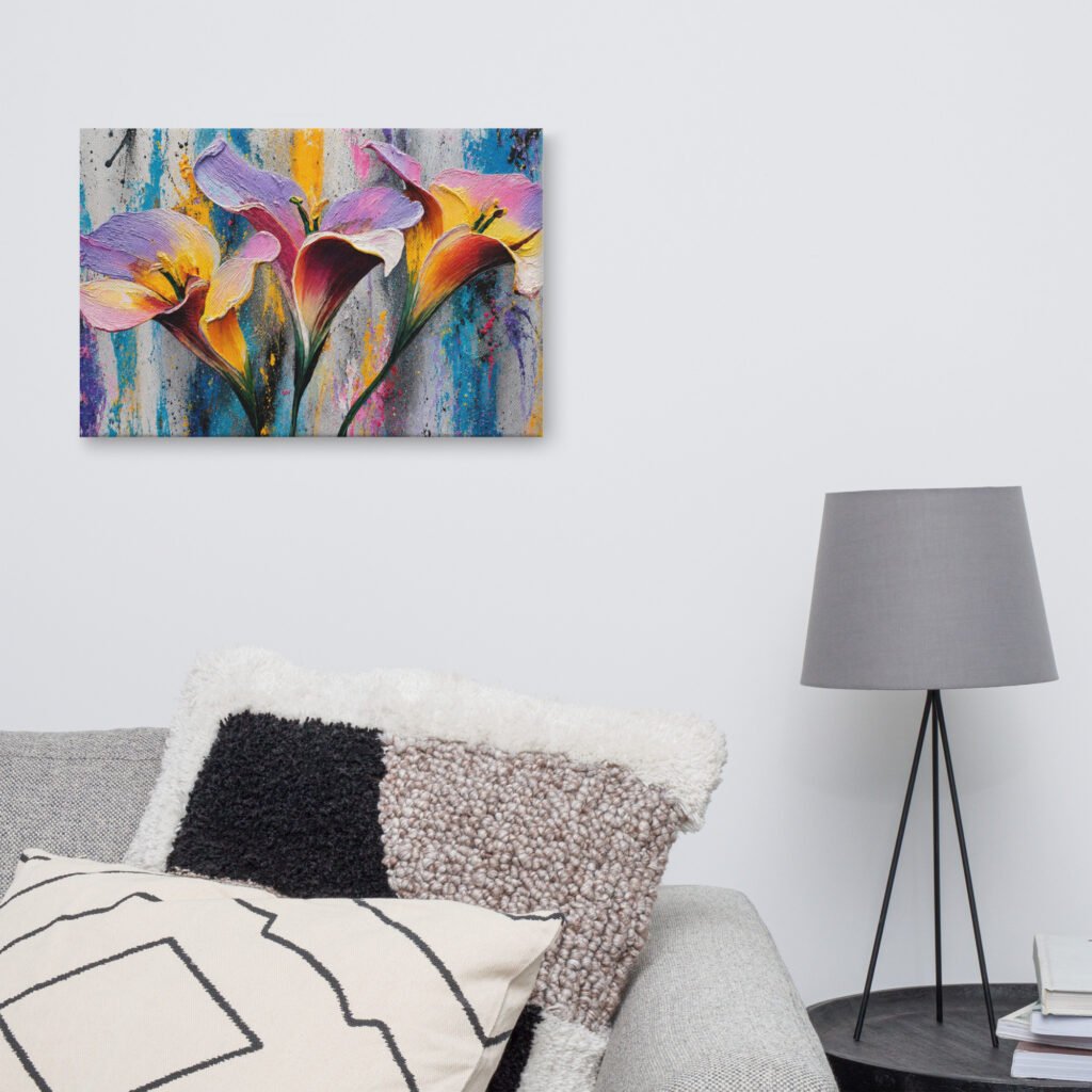 Textured Colorful Calla Lily Wall Art Printable | Impasto Floral Painting