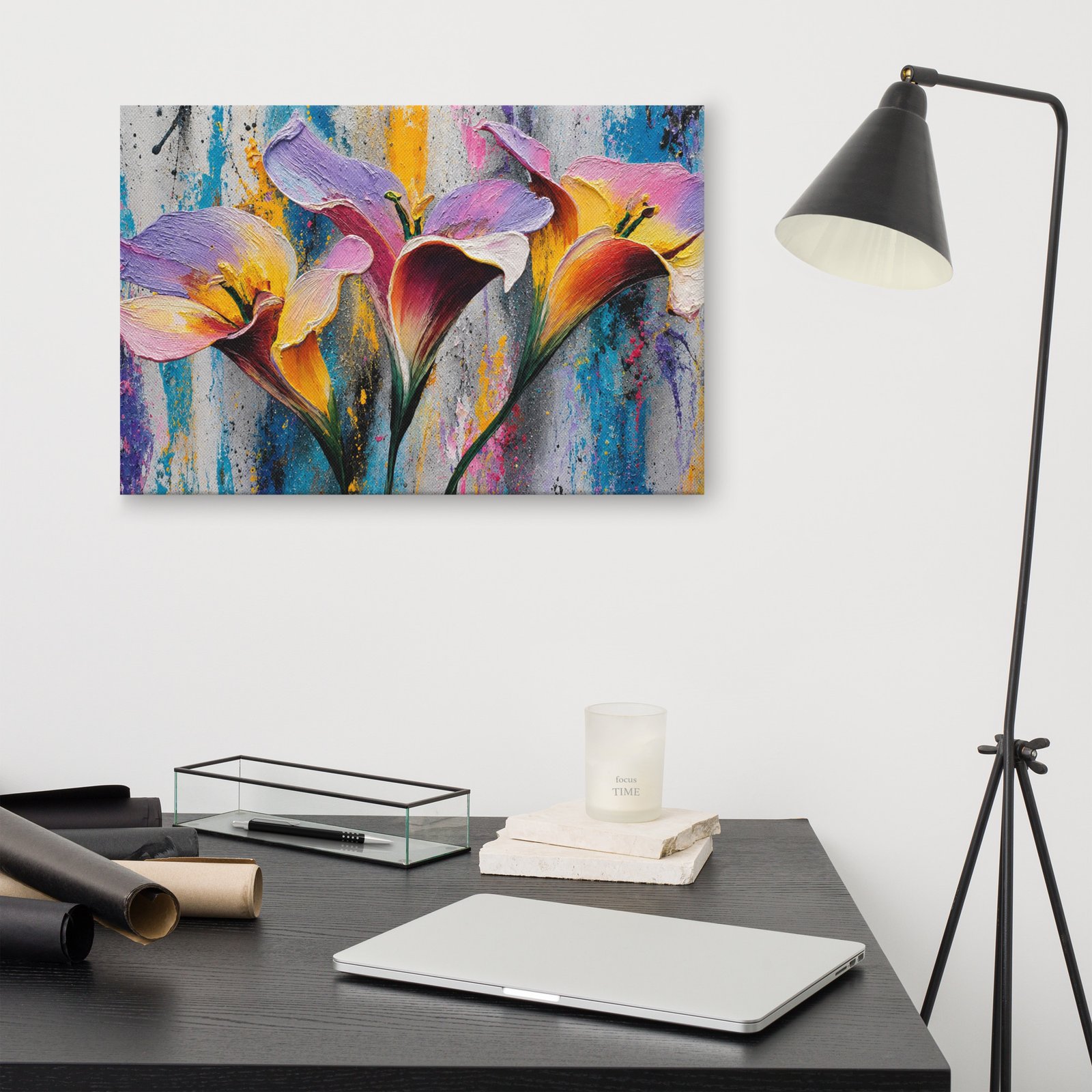 Textured Colorful Calla Lily Wall Art Printable | Impasto Floral Painting - Image 11