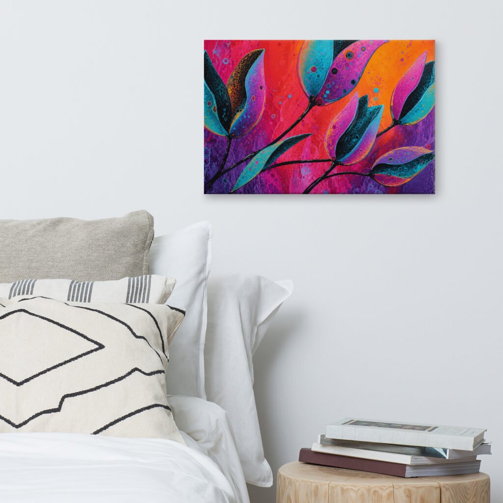 Colorful Abstract Floral Wall Art Printable | Vibrant Flower Canvas Print