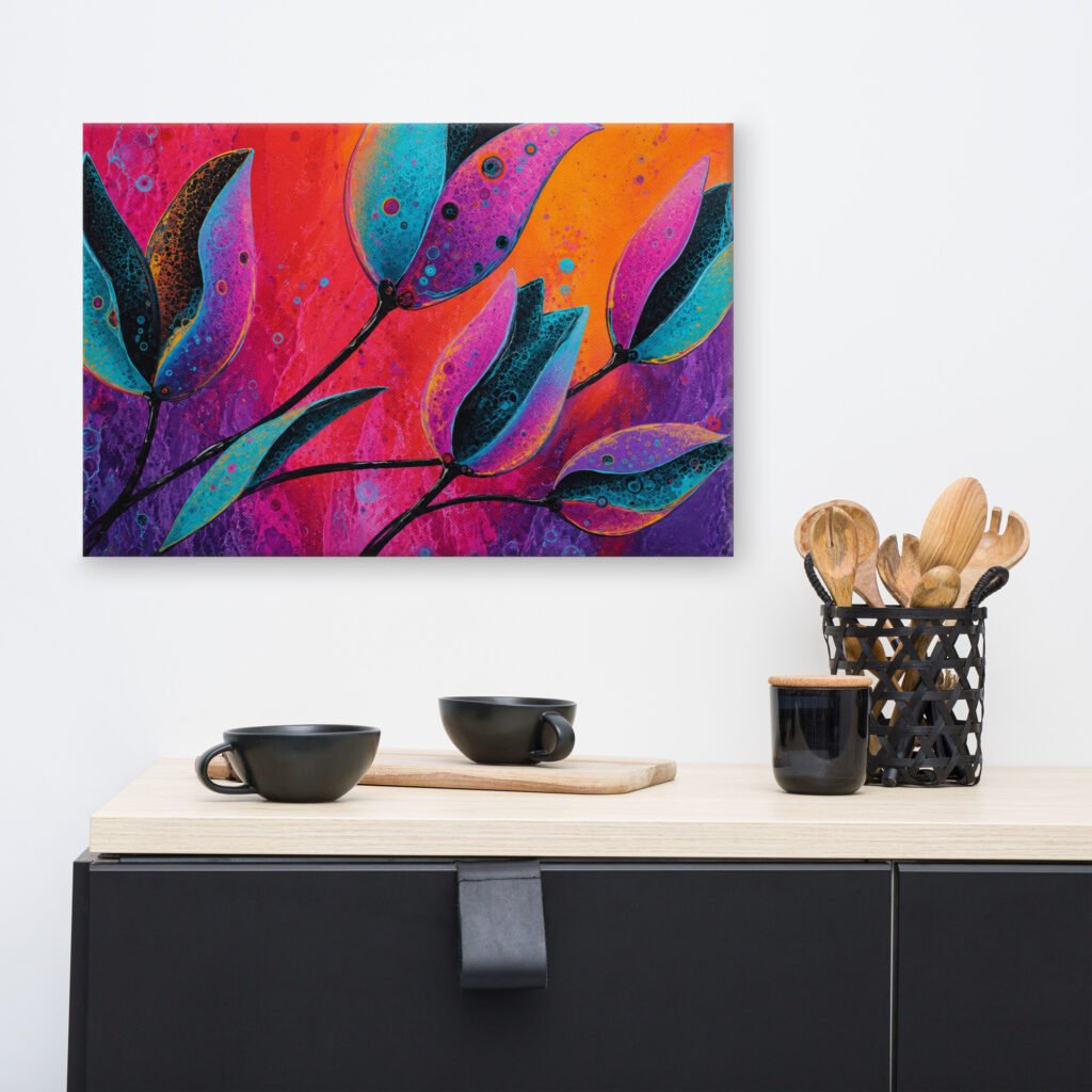 Colorful Abstract Floral Wall Art Printable | Vibrant Flower Canvas Print