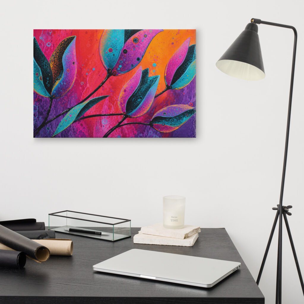 Colorful Abstract Floral Wall Art Printable | Vibrant Flower Canvas Print
