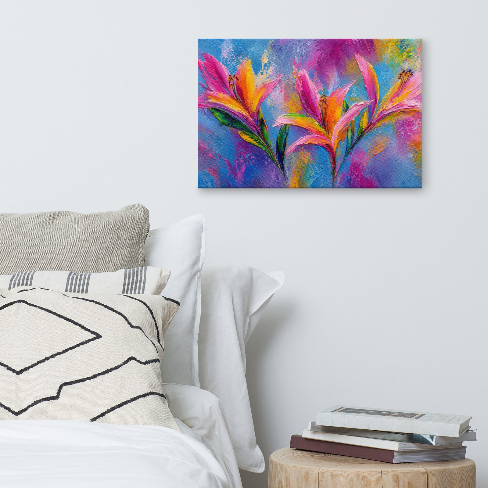 Vibrant Pink & Orange Lily Canvas Print |  Abstract Floral Wall Decor - Image 5