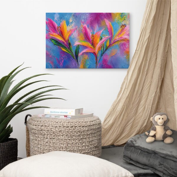 Vibrant Pink & Orange Lily Canvas Print |  Abstract Floral Wall Decor - Image 6