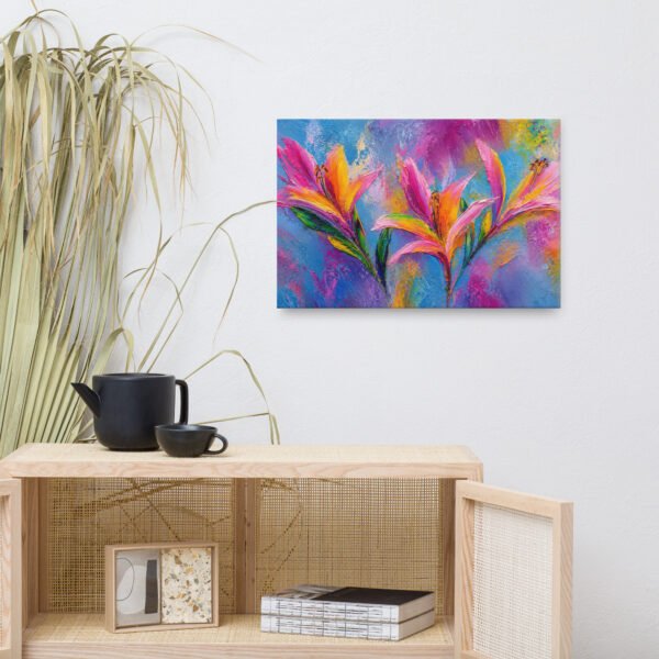 Vibrant Pink & Orange Lily Canvas Print |  Abstract Floral Wall Decor - Image 7