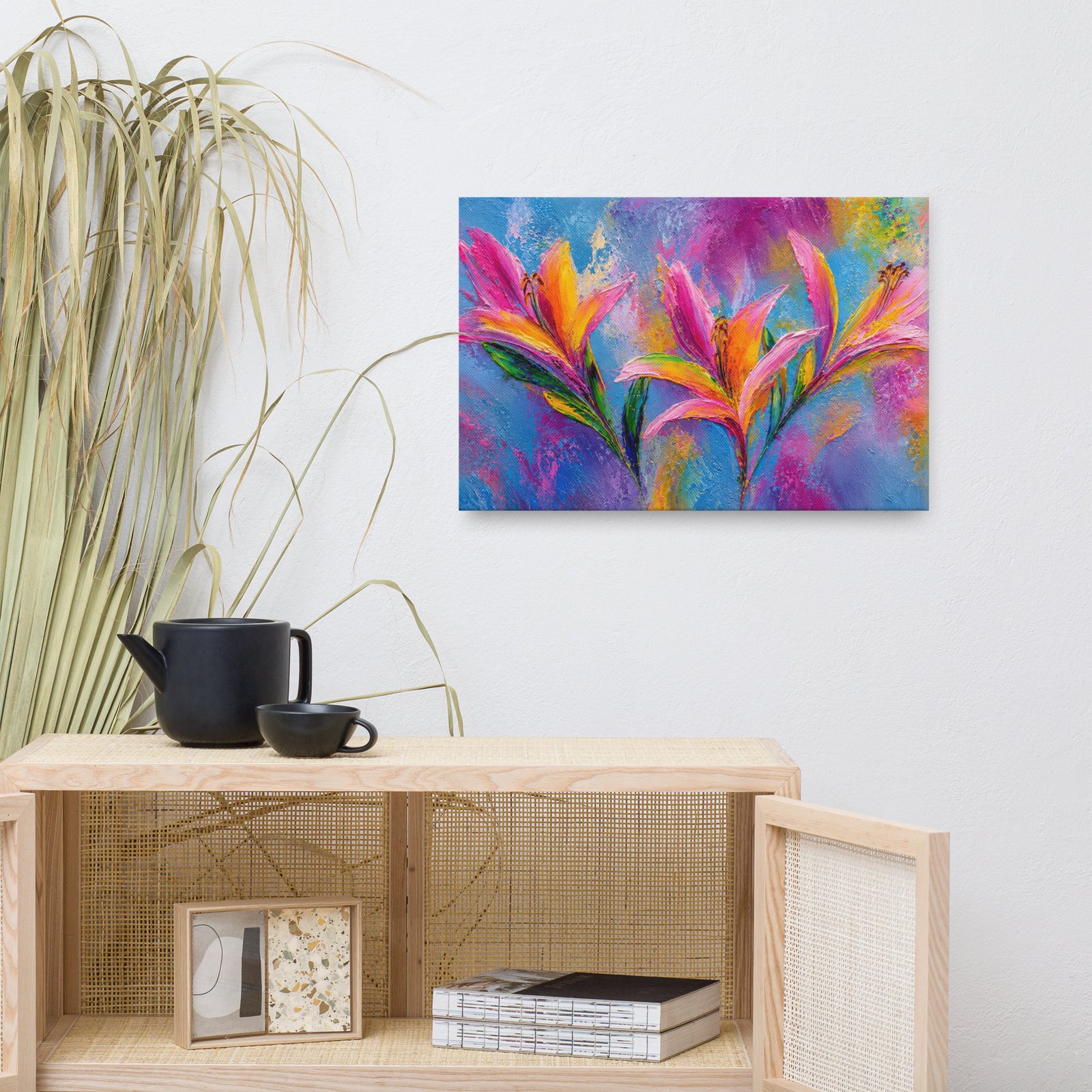 Vibrant Pink & Orange Lily Canvas Print |  Abstract Floral Wall Decor - Image 7