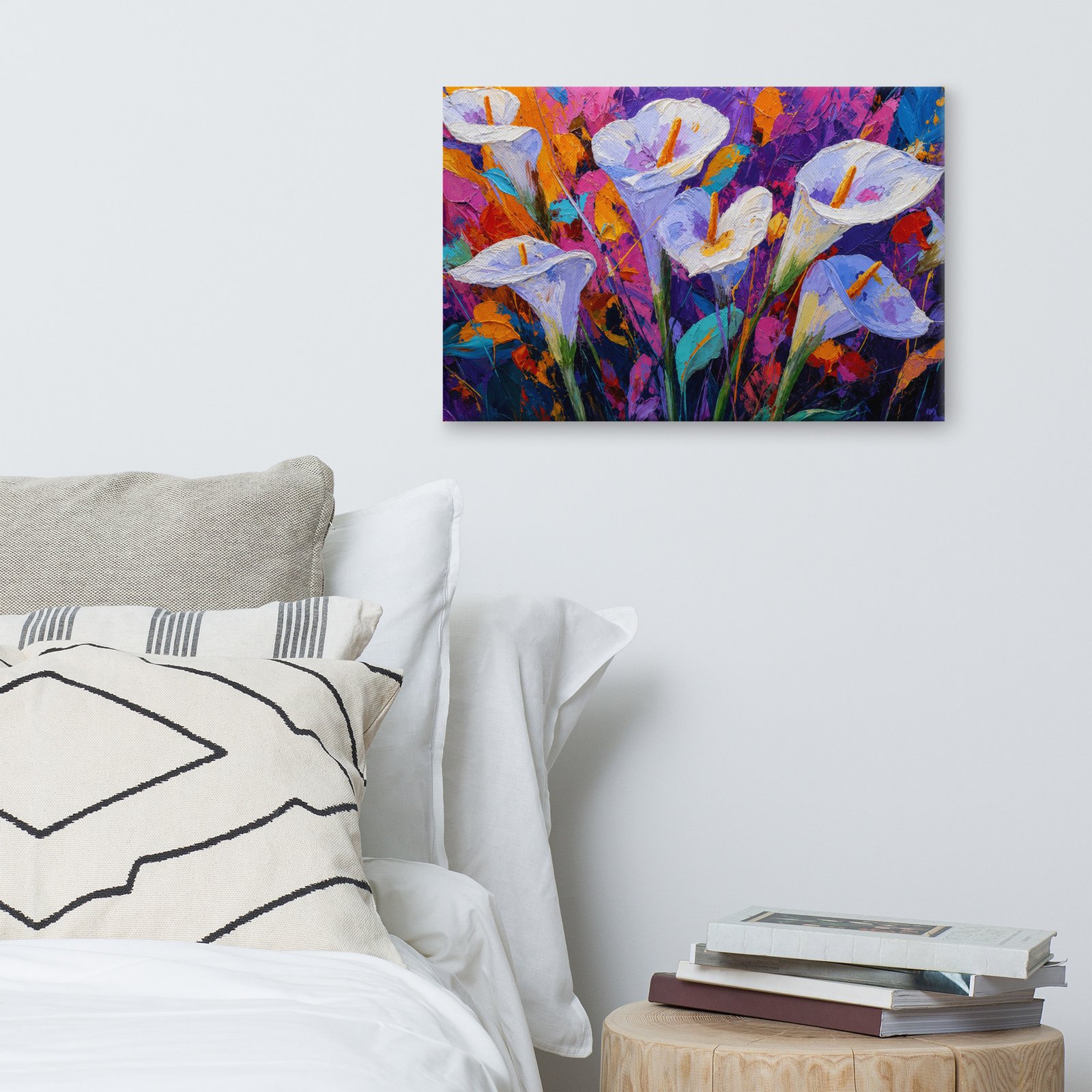 White Calla Lilies Canvas Print | Textured Abstract Floral Wall Decor - Image 5