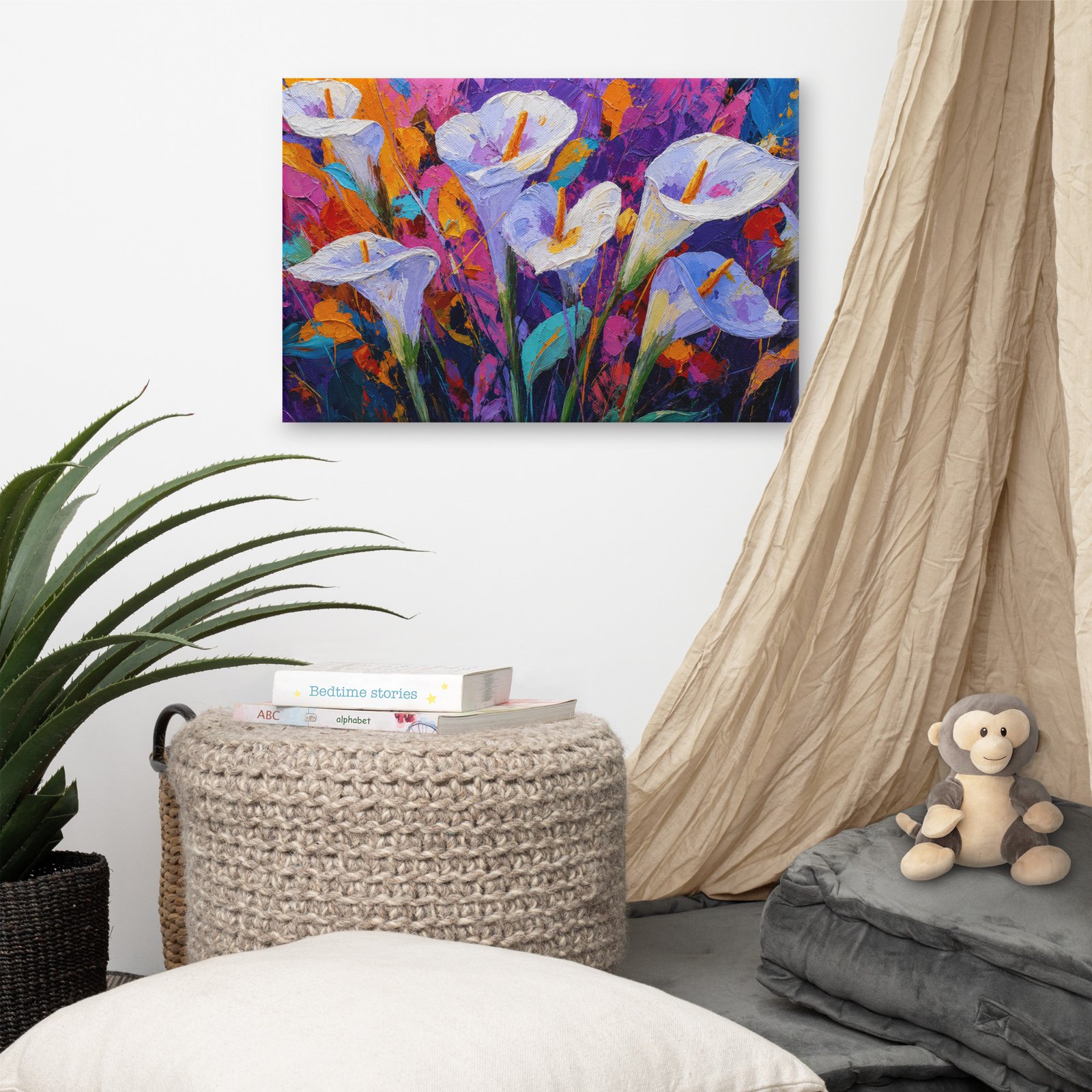White Calla Lilies Canvas Print | Textured Abstract Floral Wall Decor - Image 6