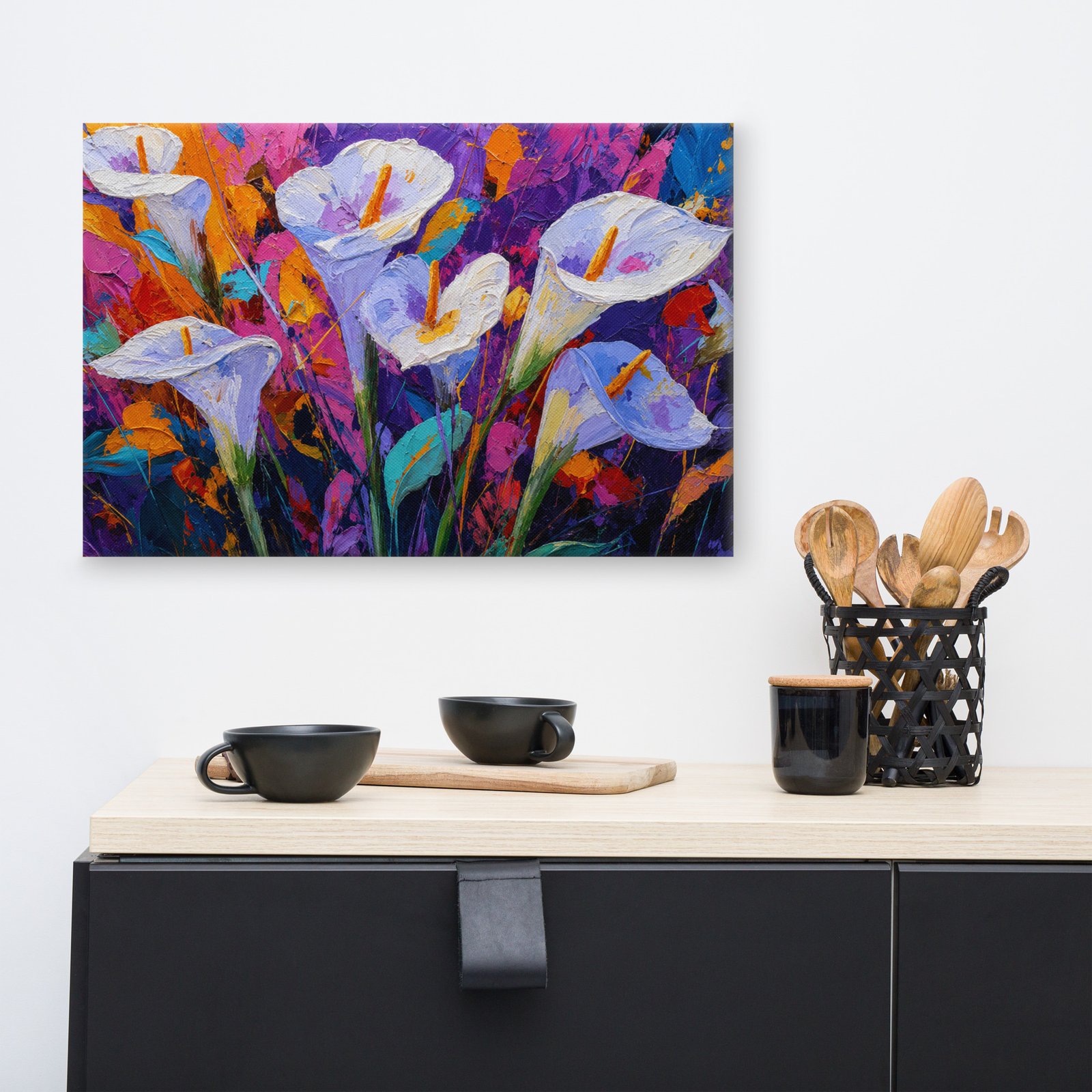 White Calla Lilies Canvas Print | Textured Abstract Floral Wall Decor - Image 7