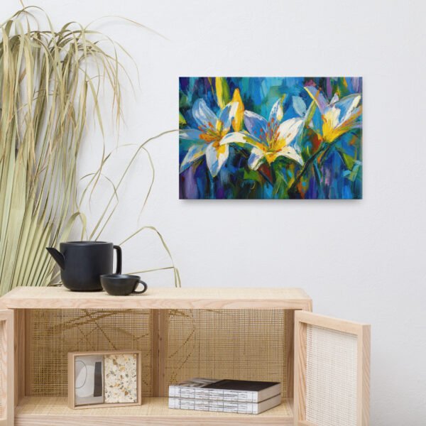 Vibrant Blue Lily Bloom Canvas Art | Colorful Impasto Floral Wall Decor - Image 8