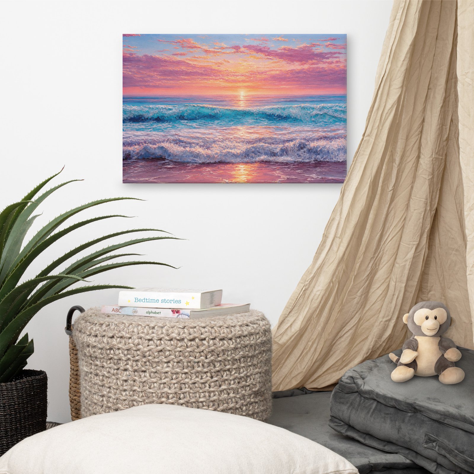 Coastal Impasto Sunset Beach Painting | Canvas  Art Print - Image 6