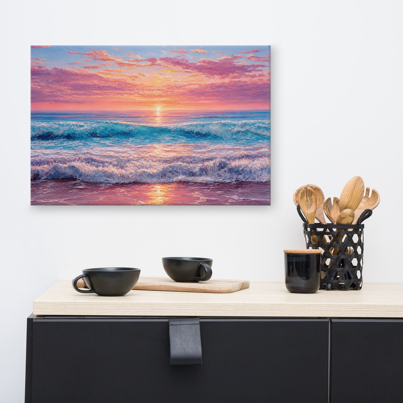 Coastal Impasto Sunset Beach Painting | Canvas  Art Print - Image 7