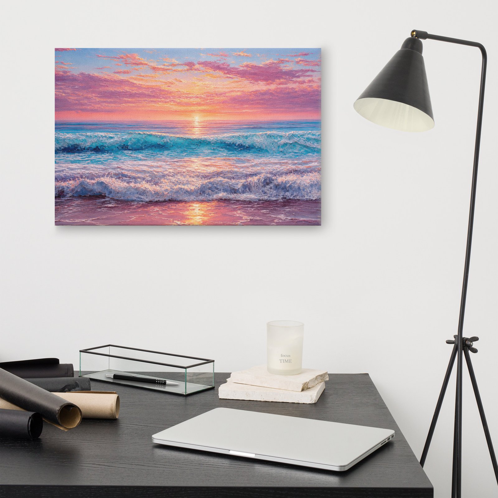 Coastal Impasto Sunset Beach Painting | Canvas  Art Print - Image 10