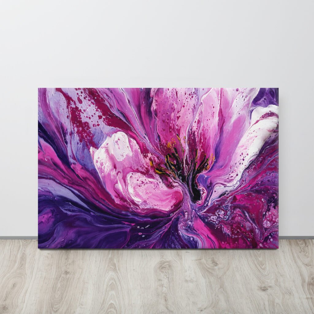 Purple Floral Wall Art Printable | Fluid Acrylic Botanical Print