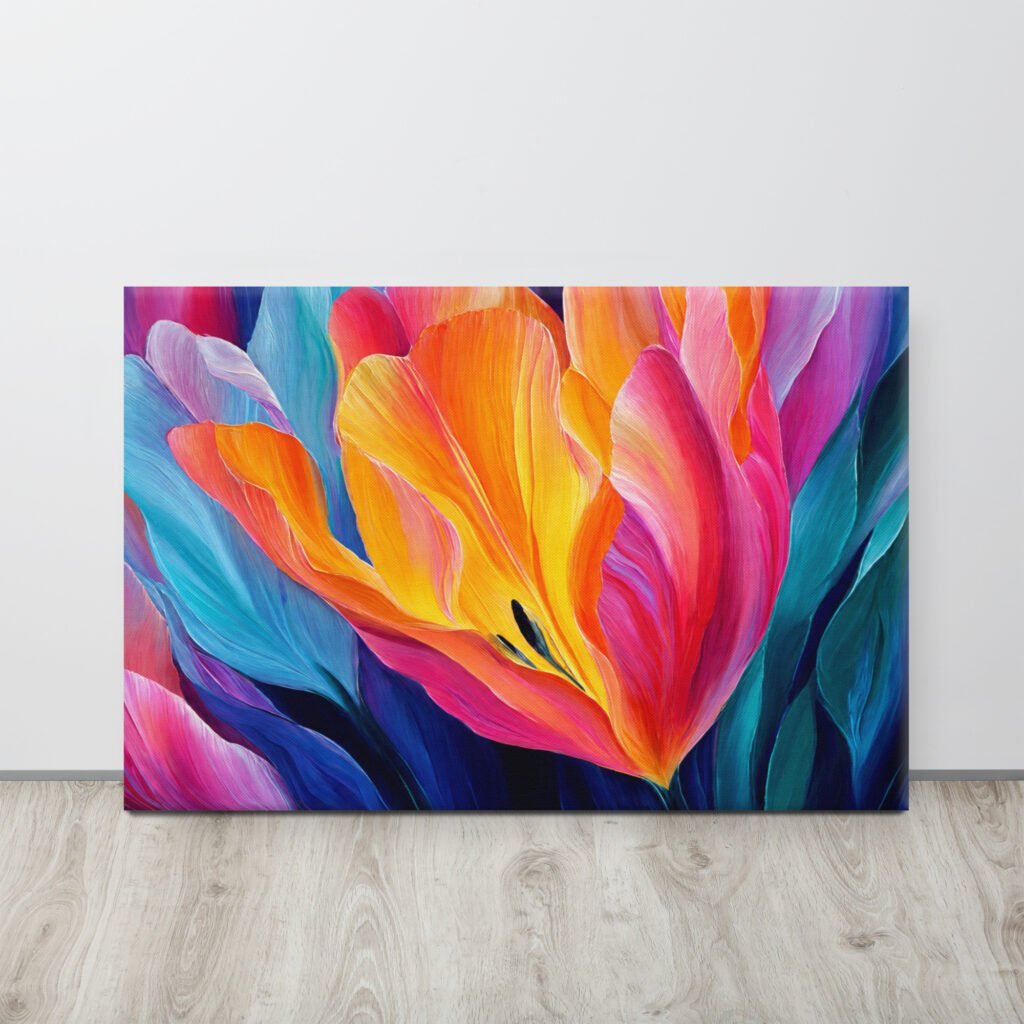 Colorful Abstract Floral Wall Art Printable | Vibrant Botanical Canvas Print