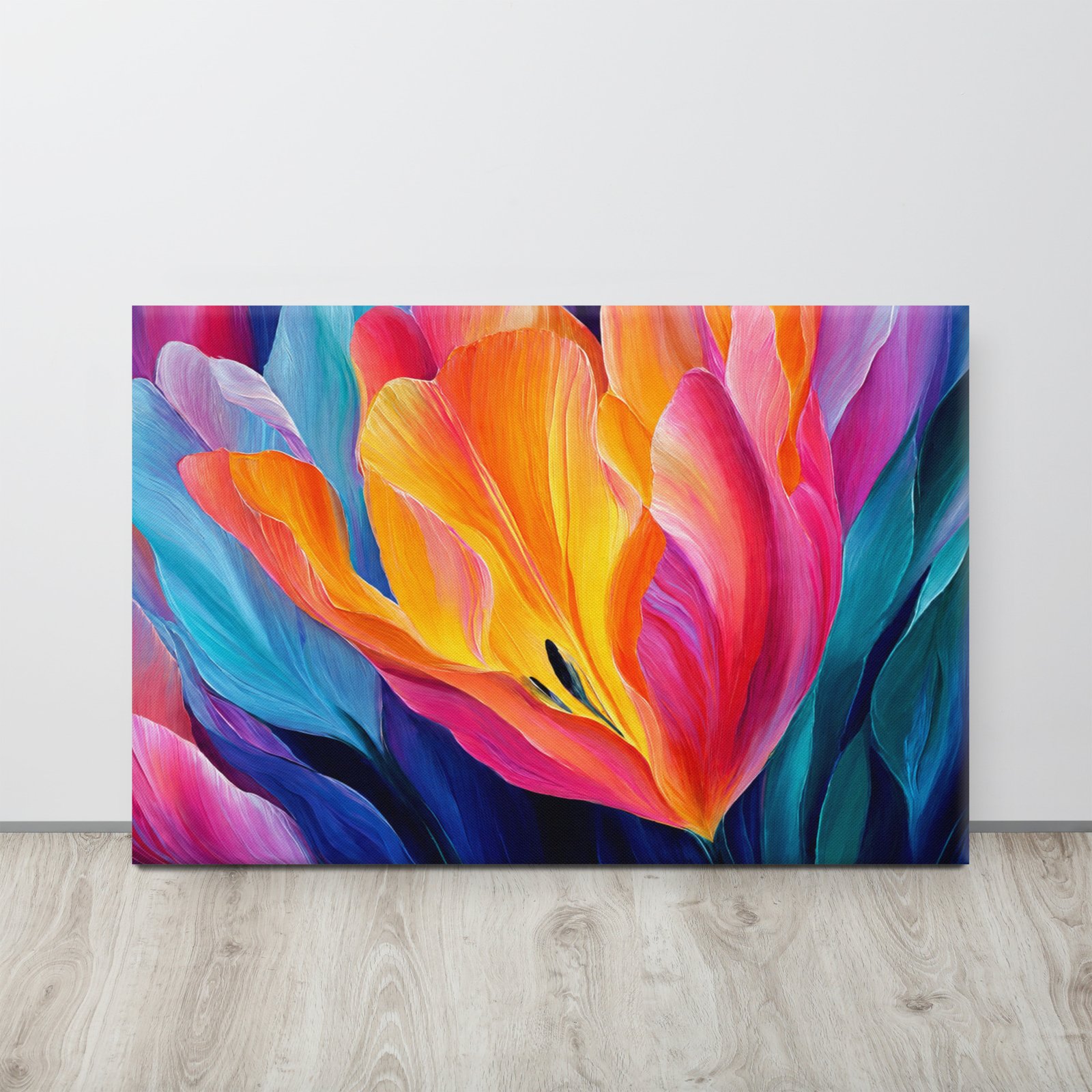 Colorful Abstract Floral Wall Art Printable | Vibrant Botanical Canvas Print - Image 1