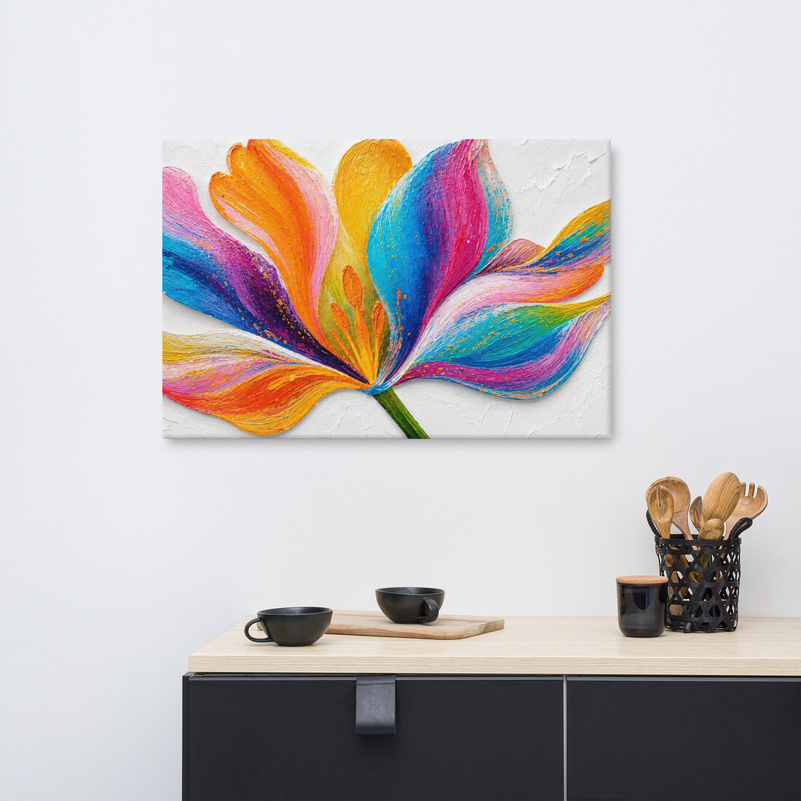 Vibrant Multicolored Flower Painting Printable | Minimal White Background Wall Art - Image 8