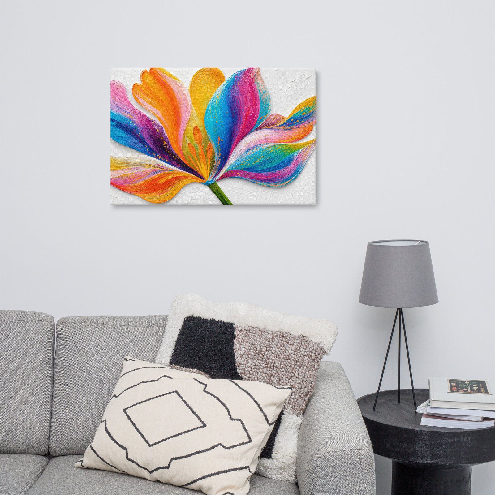 Vibrant Multicolored Flower Painting Printable | Minimal White Background Wall Art - Image 10