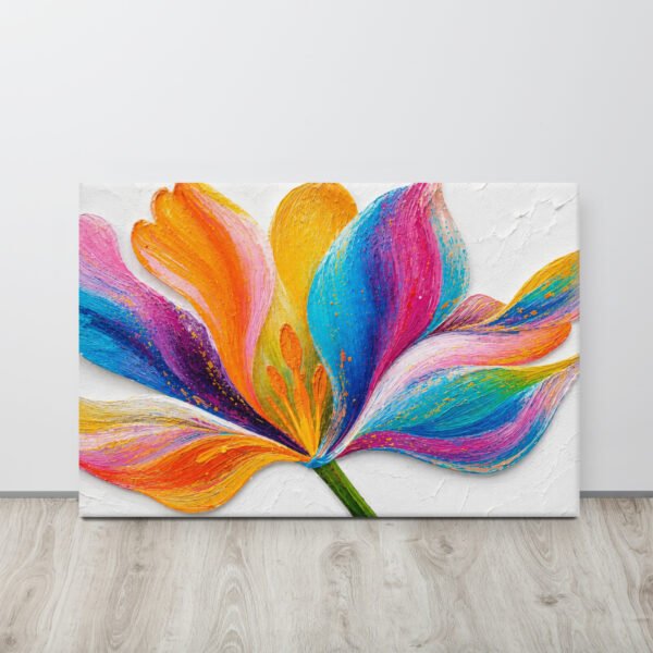 Vibrant Multicolored Flower Painting Printable | Minimal White Background Wall Art - Image 1