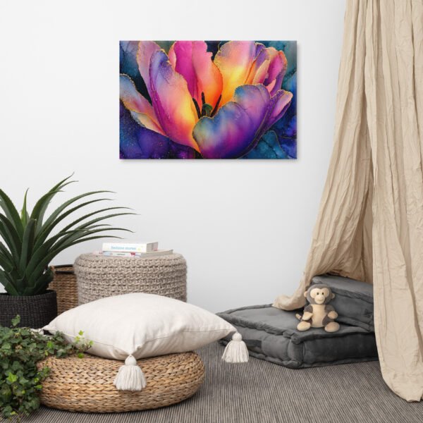 Floral Wall Art Printable | Moody Purple & Gold Tulip Canvas Print - Image 6
