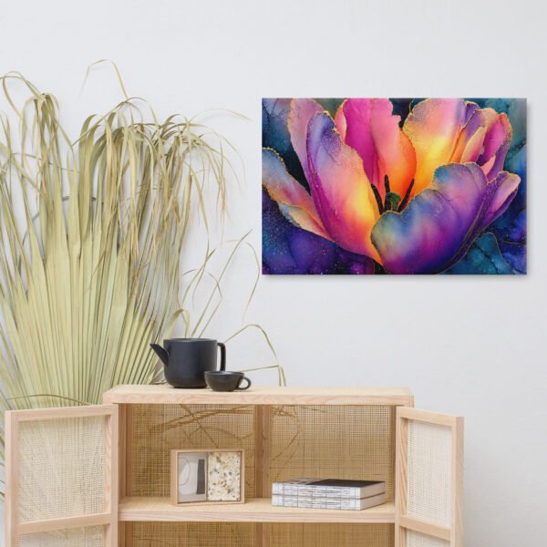 Floral Wall Art Printable | Moody Purple & Gold Tulip Canvas Print - Image 8