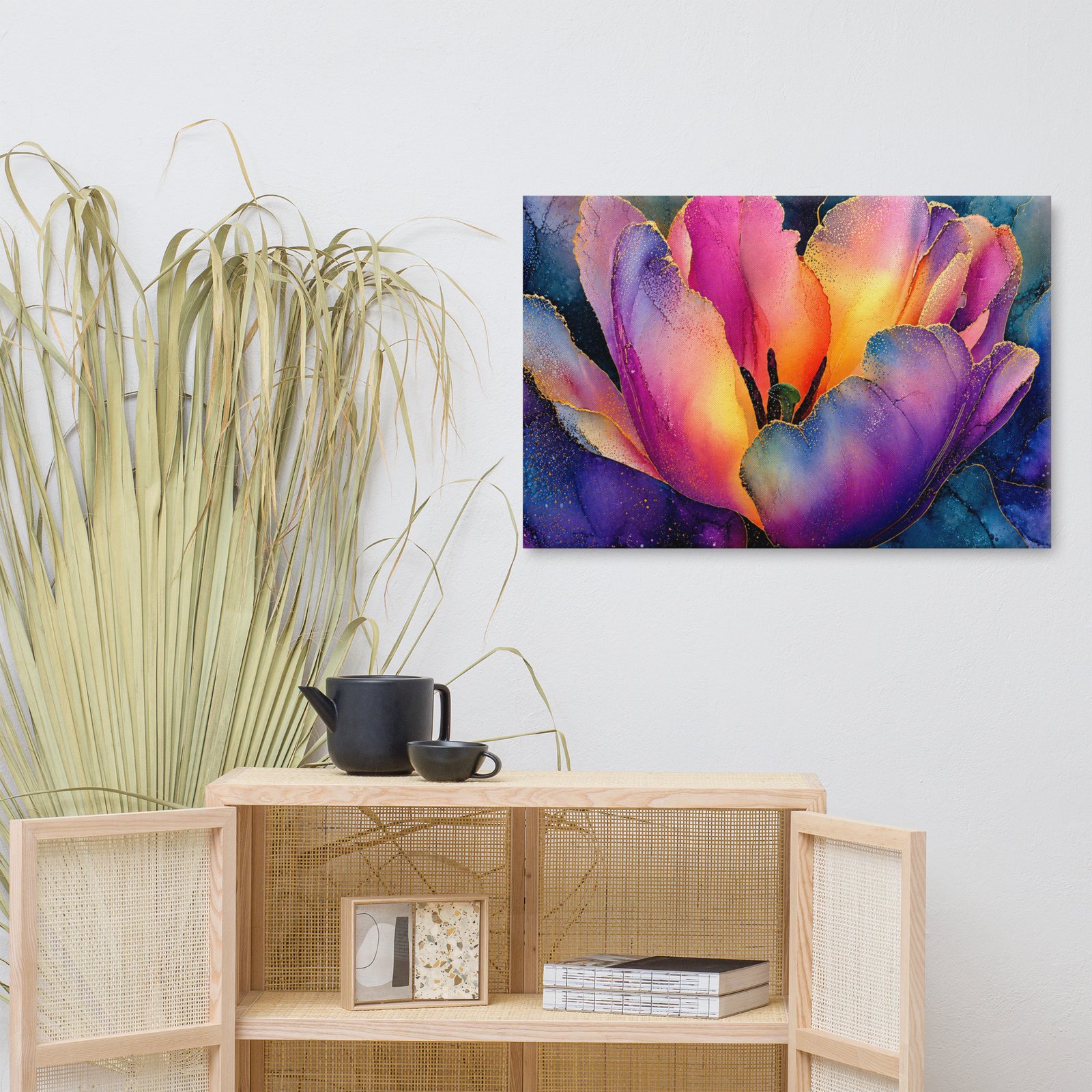 Floral Wall Art Printable | Moody Purple & Gold Tulip Canvas Print - Image 8