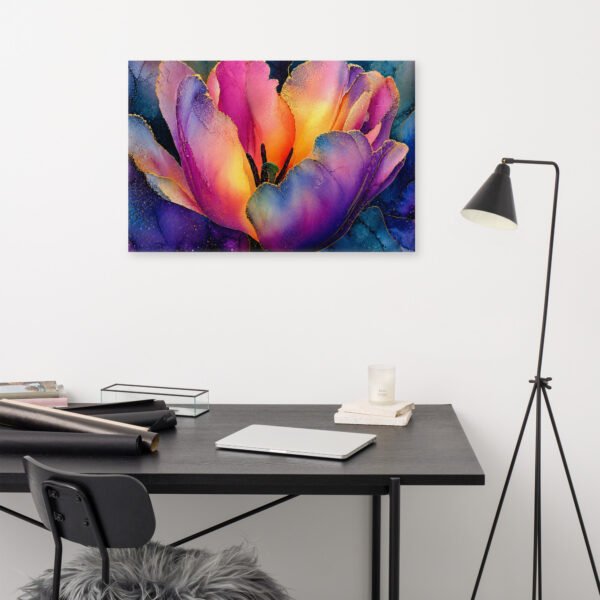 Floral Wall Art Printable | Moody Purple & Gold Tulip Canvas Print - Image 11