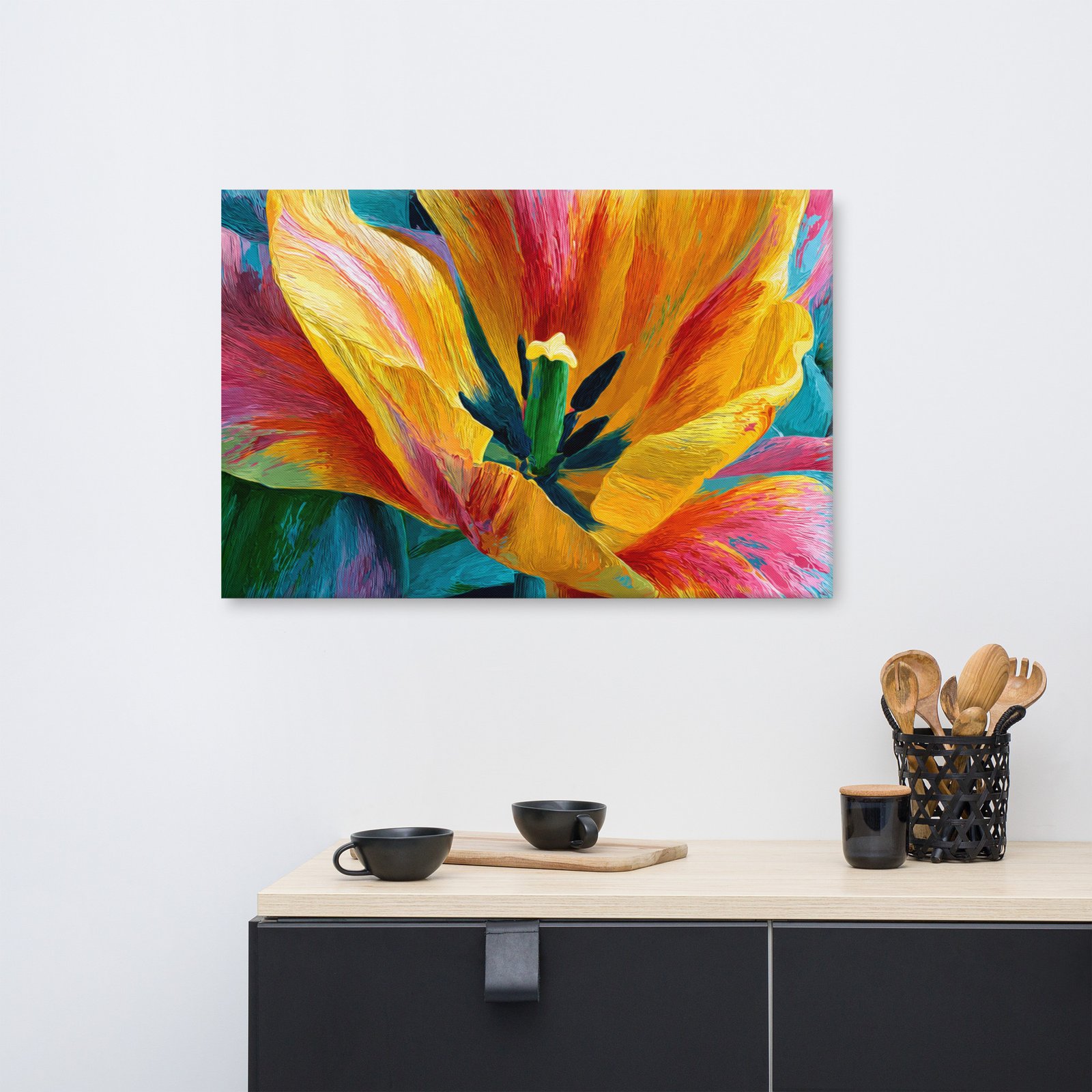 Bright Yellow & Pink Tulip Wall Art Printable | Floral Canvas Print - Image 7