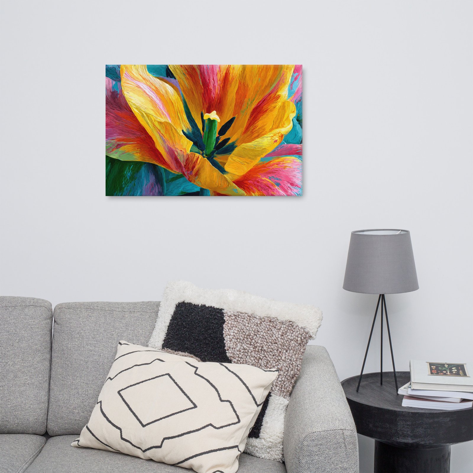 Bright Yellow & Pink Tulip Wall Art Printable | Floral Canvas Print - Image 9