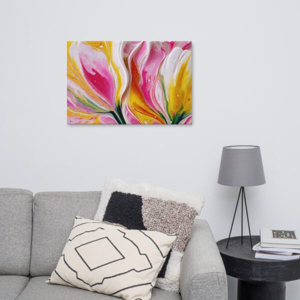 Pink & Yellow Acrylic Floral Wall Art Printable | Floral Canvas Print - Image 9