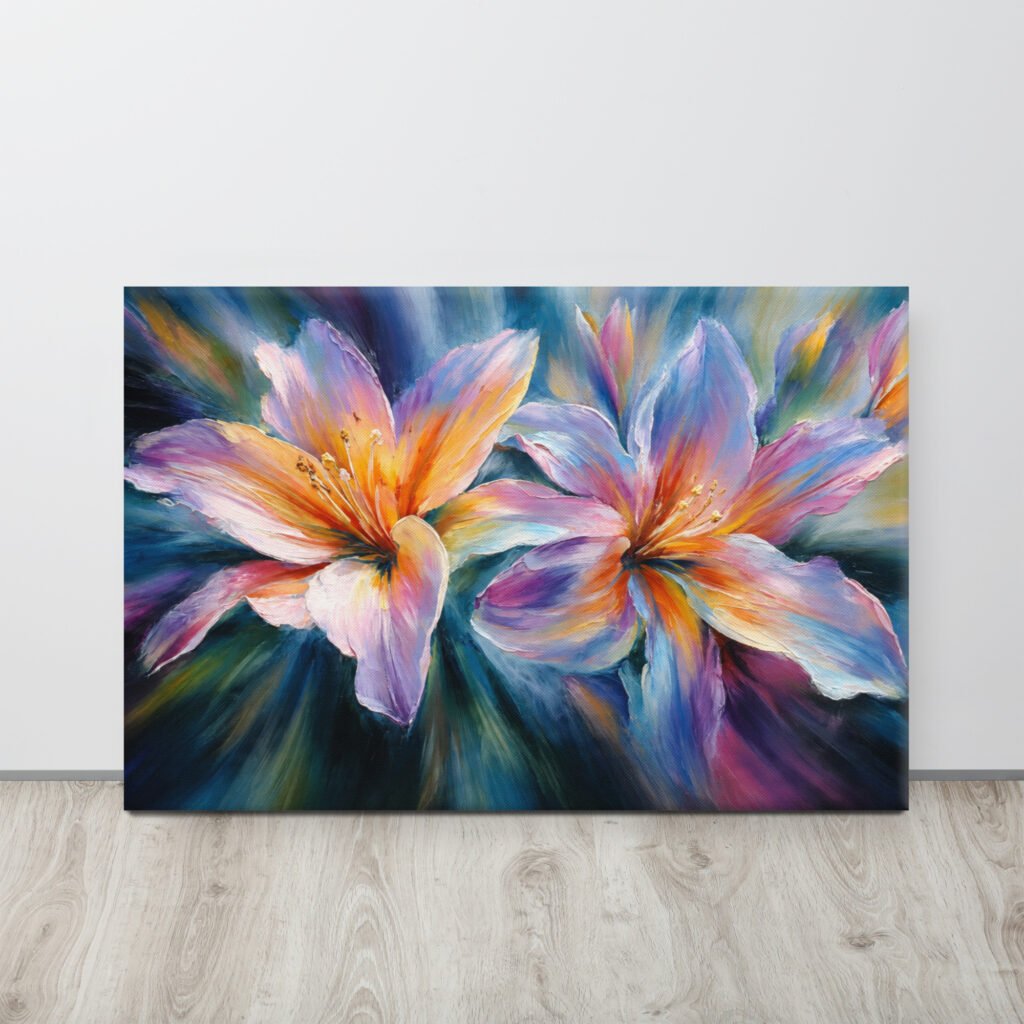 Vibrant Lily Canvas Painting Printable | Floral Wall Art