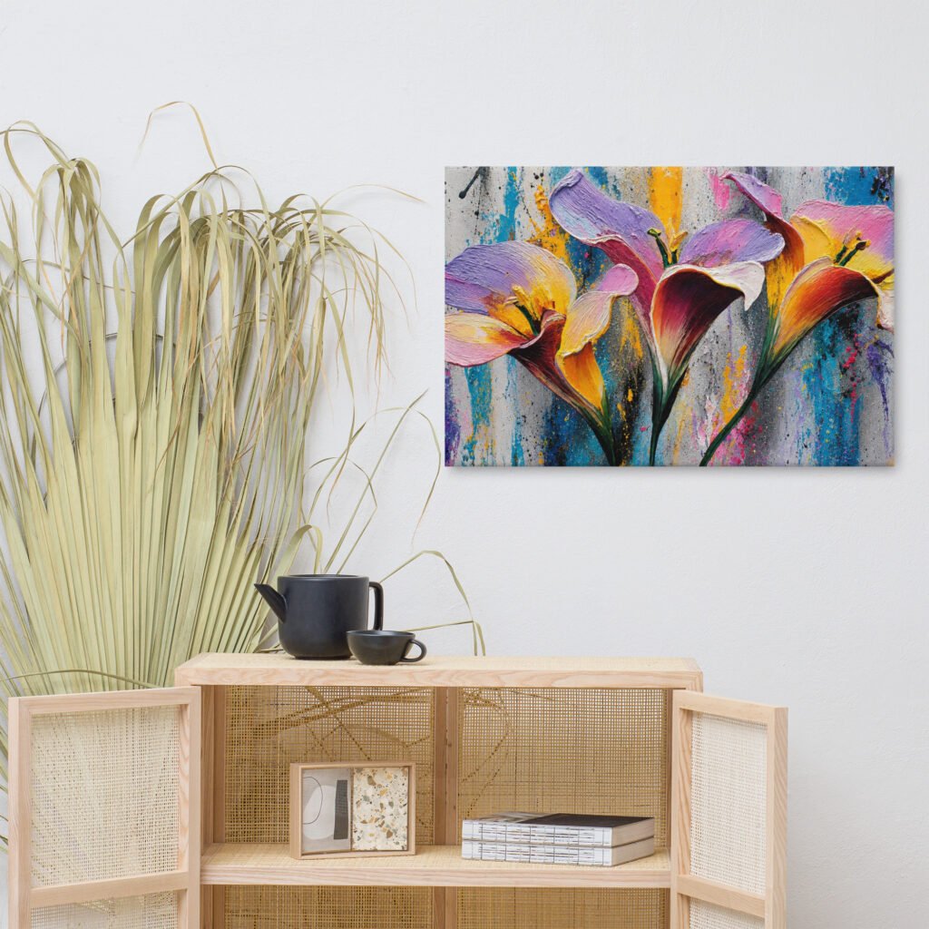 Textured Colorful Calla Lily Wall Art Printable | Impasto Floral Painting