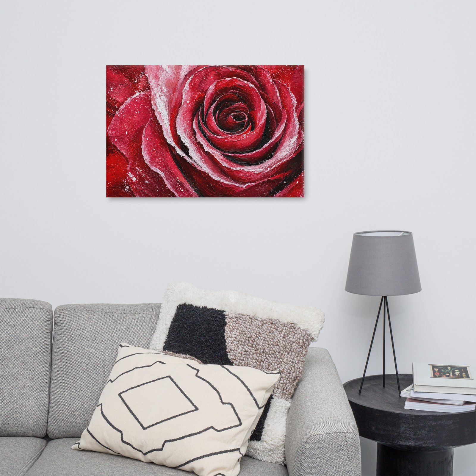 Red Rose Wall Art Printable | Deep Crimson Impasto Painting - Image 9