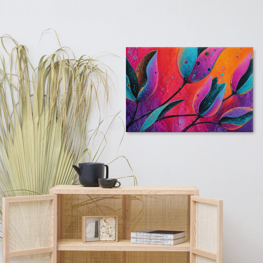 Colorful Abstract Floral Wall Art Printable | Vibrant Flower Canvas Print