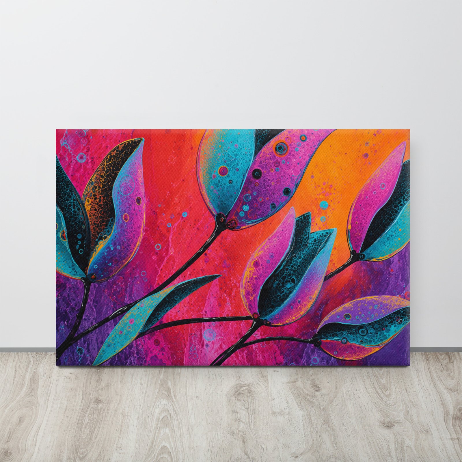 Colorful Abstract Floral Wall Art Printable | Vibrant Flower Canvas Print - Image 1