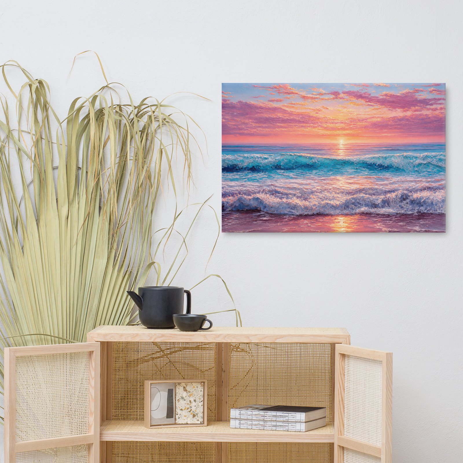 Coastal Impasto Sunset Beach Painting | Canvas  Art Print - Image 8