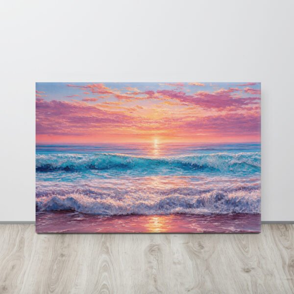 Coastal Impasto Sunset Beach Painting | Canvas  Art Print - Image 1