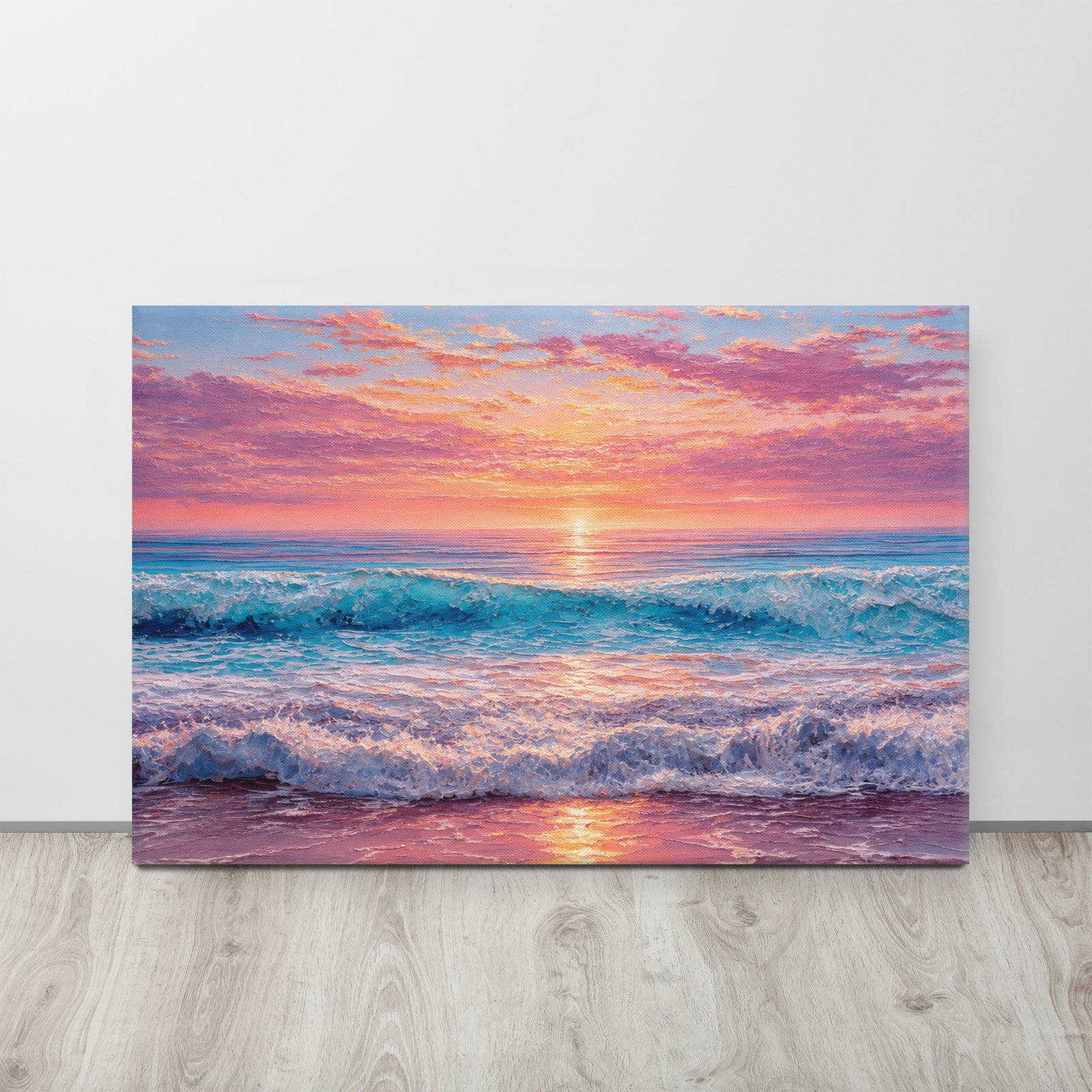 Coastal Impasto Sunset Beach Painting | Canvas  Art Print - Image 1
