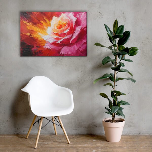 Vibrant Floral Rose Wall Art Printable | Bold Floral Palette Knife Canvas Print - Image 4