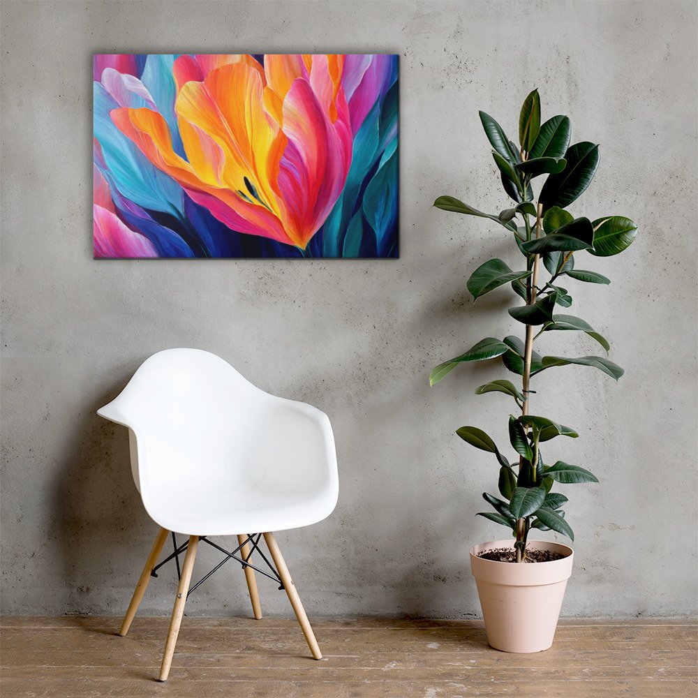 Colorful Abstract Floral Wall Art Printable | Vibrant Botanical Canvas Print