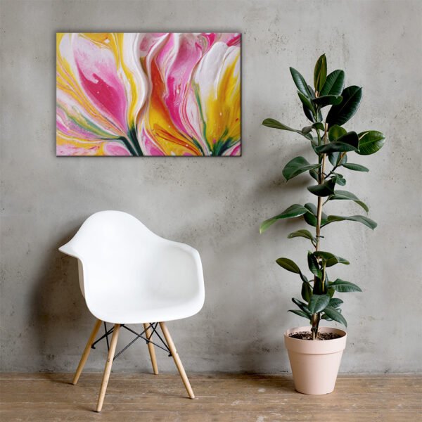 Pink & Yellow Acrylic Floral Wall Art Printable | Floral Canvas Print - Image 4