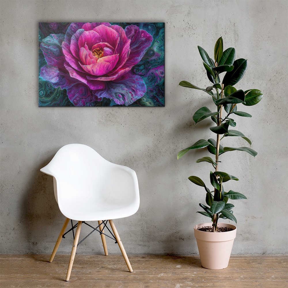 Pink Rose Floral Wall Art Printable | Moody Psychedelic Floral Print
