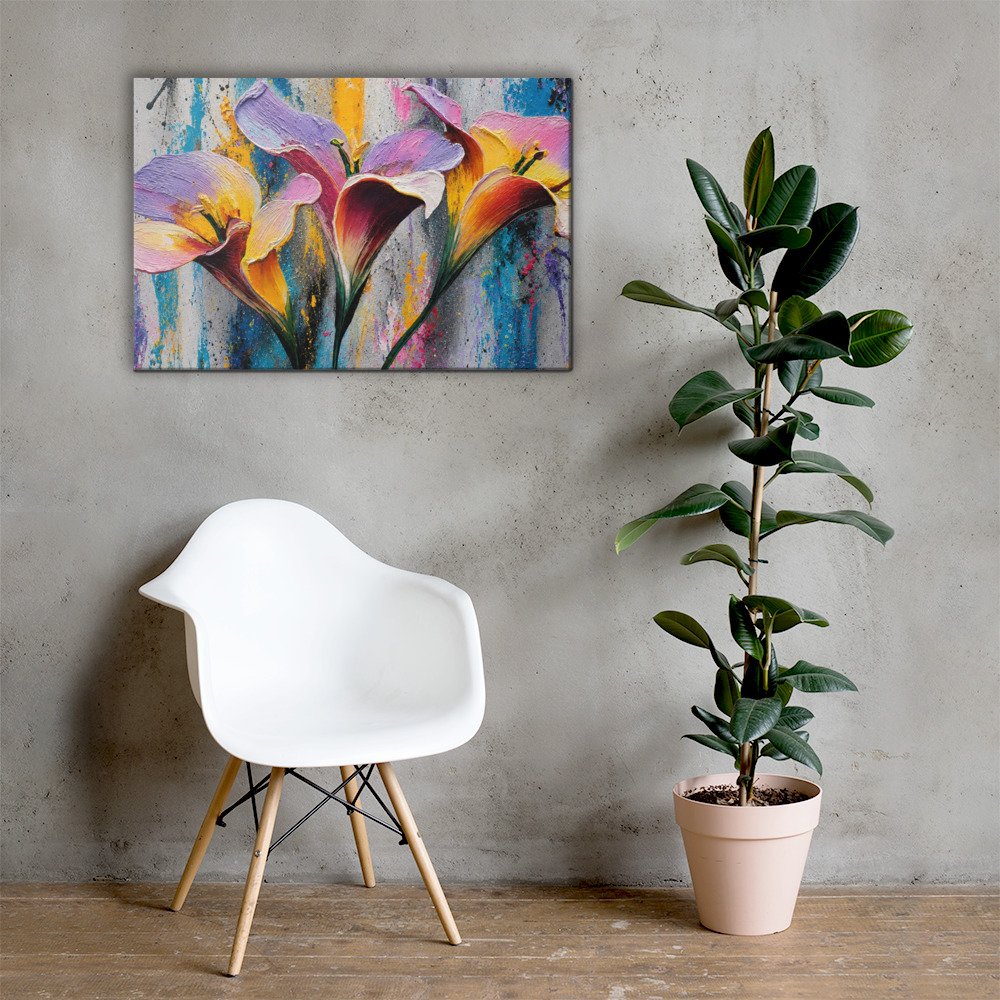 Textured Colorful Calla Lily Wall Art Printable | Impasto Floral Painting