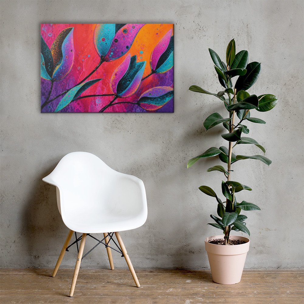 Colorful Abstract Floral Wall Art Printable | Vibrant Flower Canvas Print