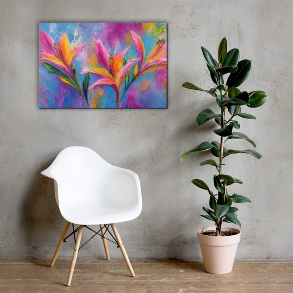 Vibrant Pink & Orange Lily Canvas Print |  Abstract Floral Wall Decor - Image 4