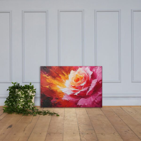 Vibrant Floral Rose Wall Art Printable | Bold Floral Palette Knife Canvas Print - Image 3